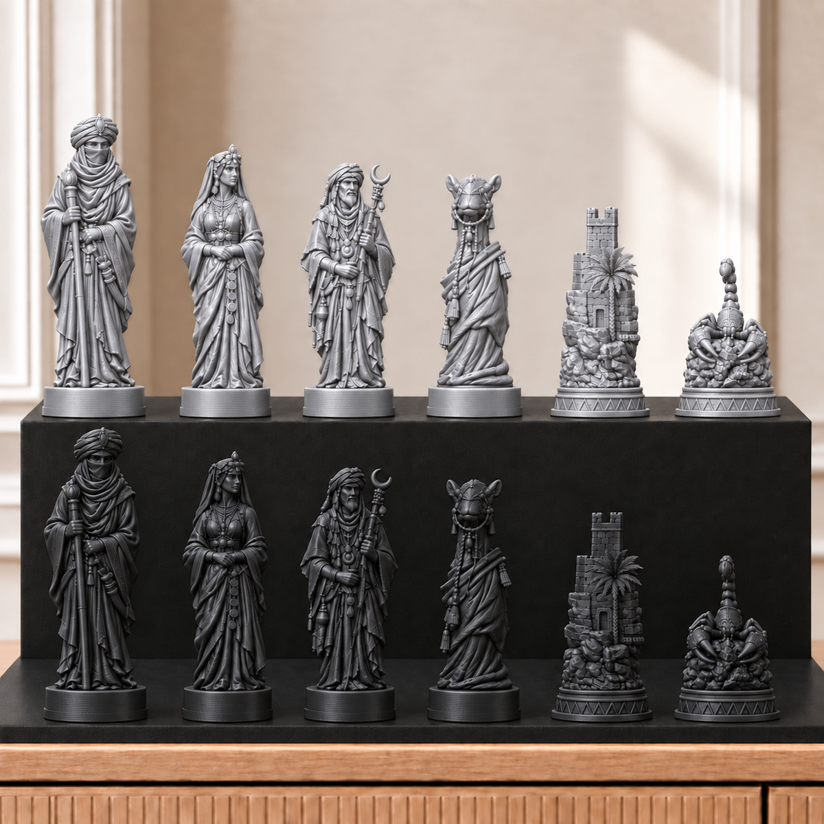 Wüste – thematisches Schachfigurenset mit 32 Figuren – Ansicht 8