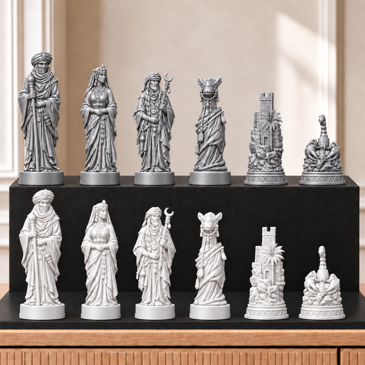 Wüste – thematisches Schachfigurenset mit 32 Figuren – Ansicht 9