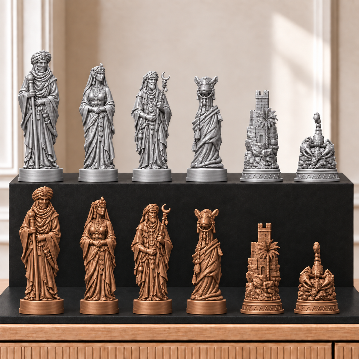 Wüste – thematisches Schachfigurenset mit 32 Figuren – Ansicht 10
