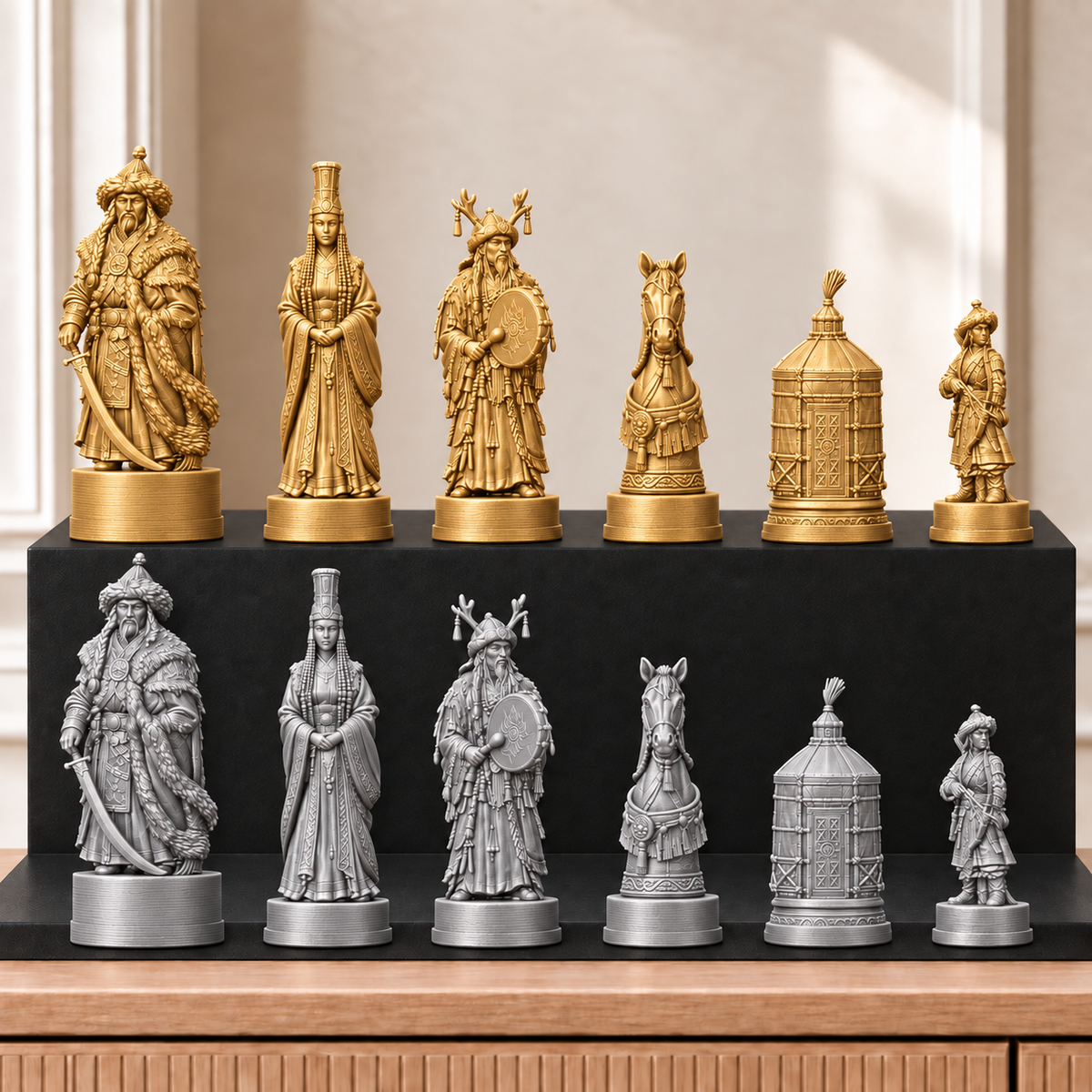 Mongolen – thematisches Schachfigurenset mit 32 Figuren – Ansicht 4