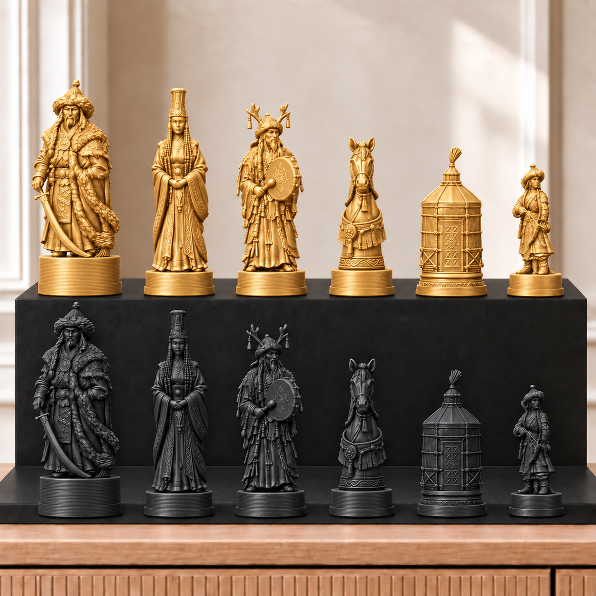 Mongolen – thematisches Schachfigurenset mit 32 Figuren – Ansicht 5
