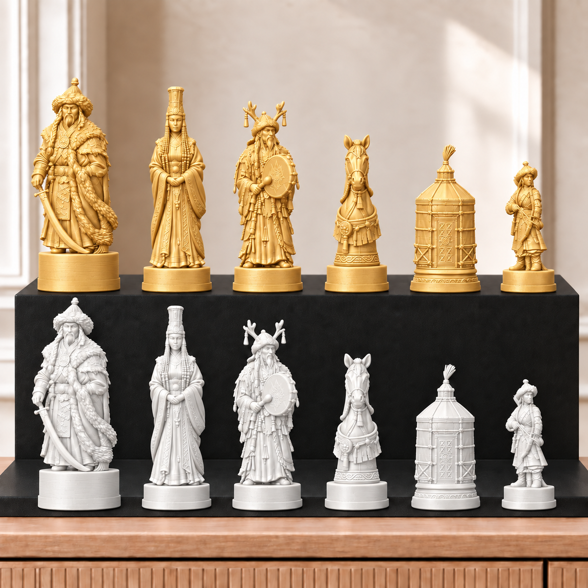 Mongolen – thematisches Schachfigurenset mit 32 Figuren – Ansicht 6