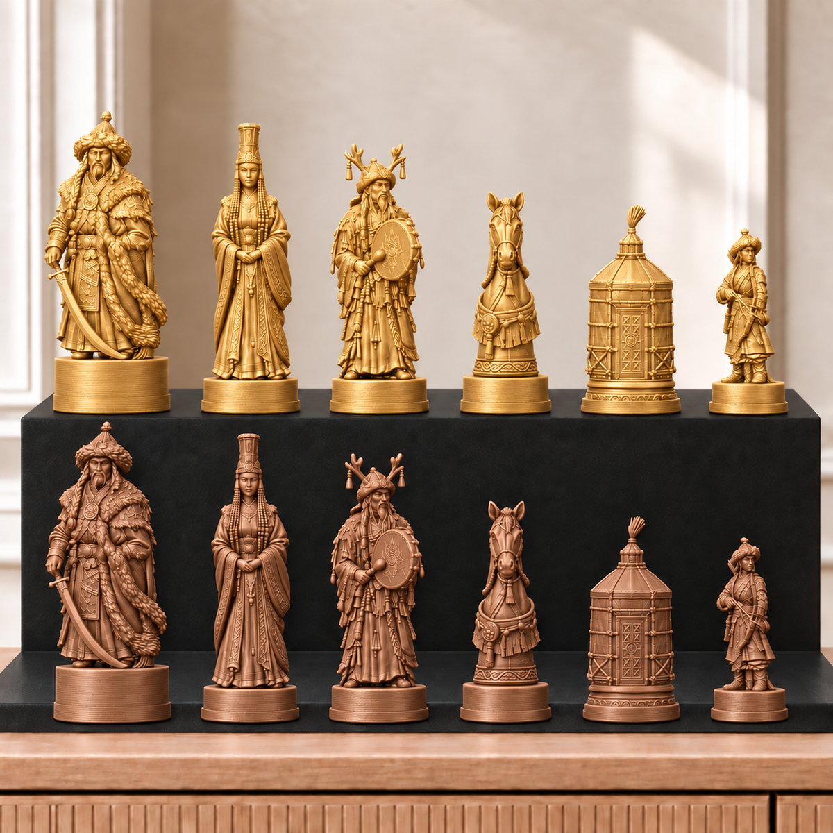 Mongolen – thematisches Schachfigurenset mit 32 Figuren – Ansicht 7