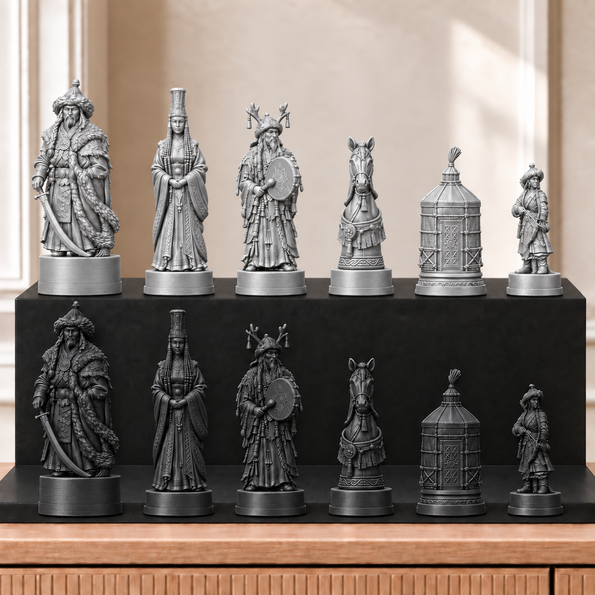 Mongolen – thematisches Schachfigurenset mit 32 Figuren – Ansicht 8