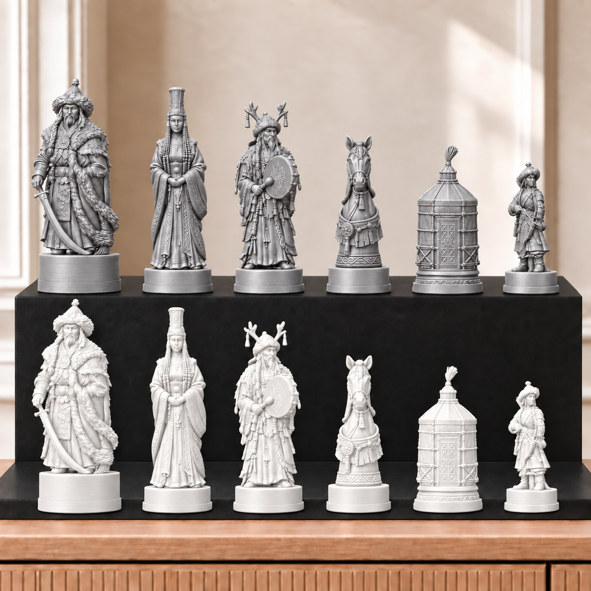 Mongolen – thematisches Schachfigurenset mit 32 Figuren – Ansicht 9
