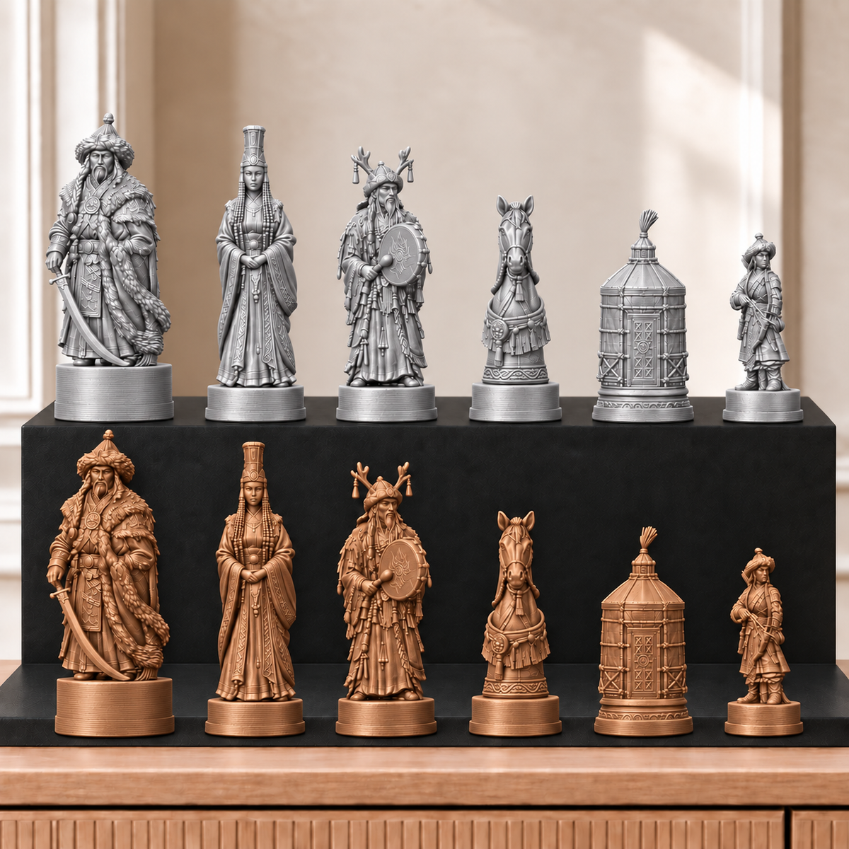 Mongolen – thematisches Schachfigurenset mit 32 Figuren – Ansicht 10