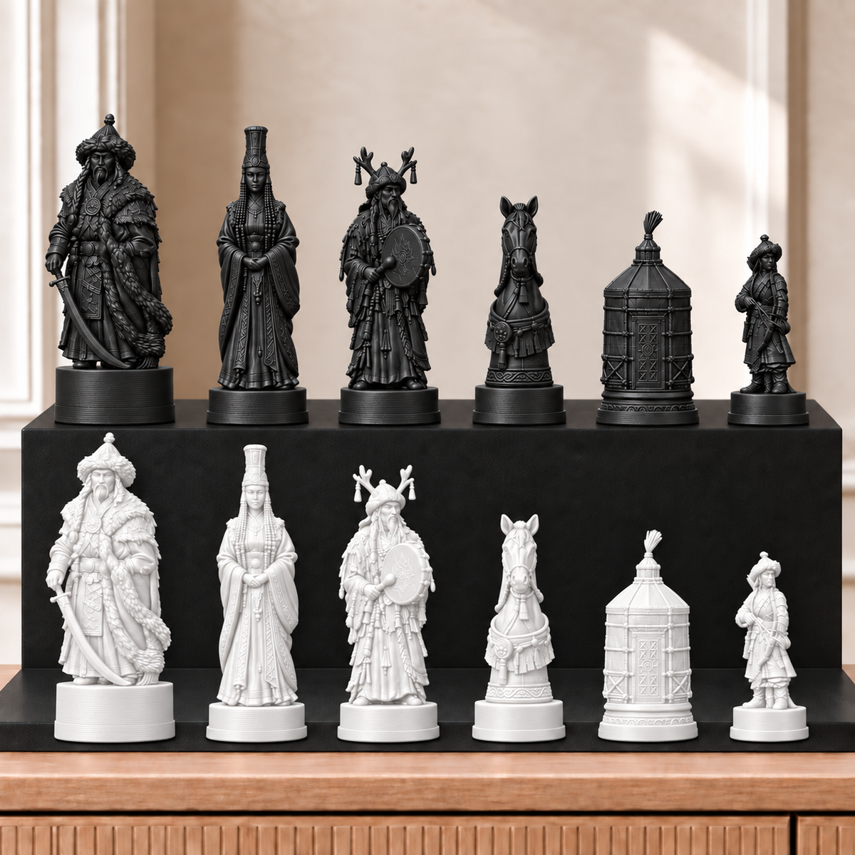 Mongolen – thematisches Schachfigurenset mit 32 Figuren – Ansicht 11