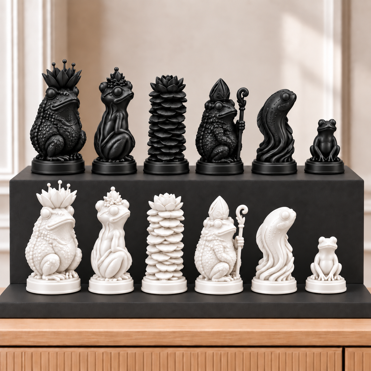 Frösche – thematisches Schachfigurenset mit 32 Figuren – Ansicht 11