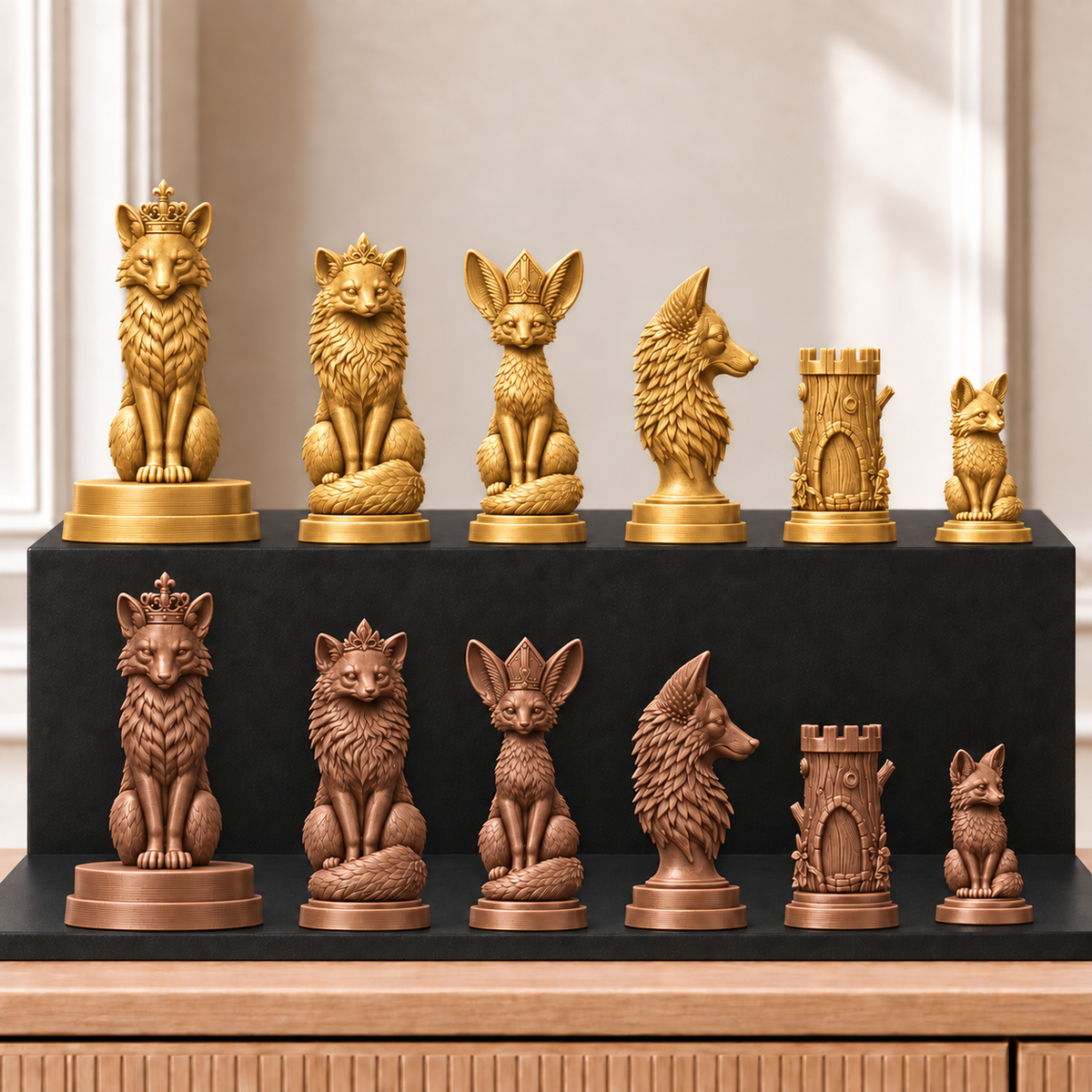 Füchse – thematisches Schachfigurenset mit 32 Figuren – Ansicht 7