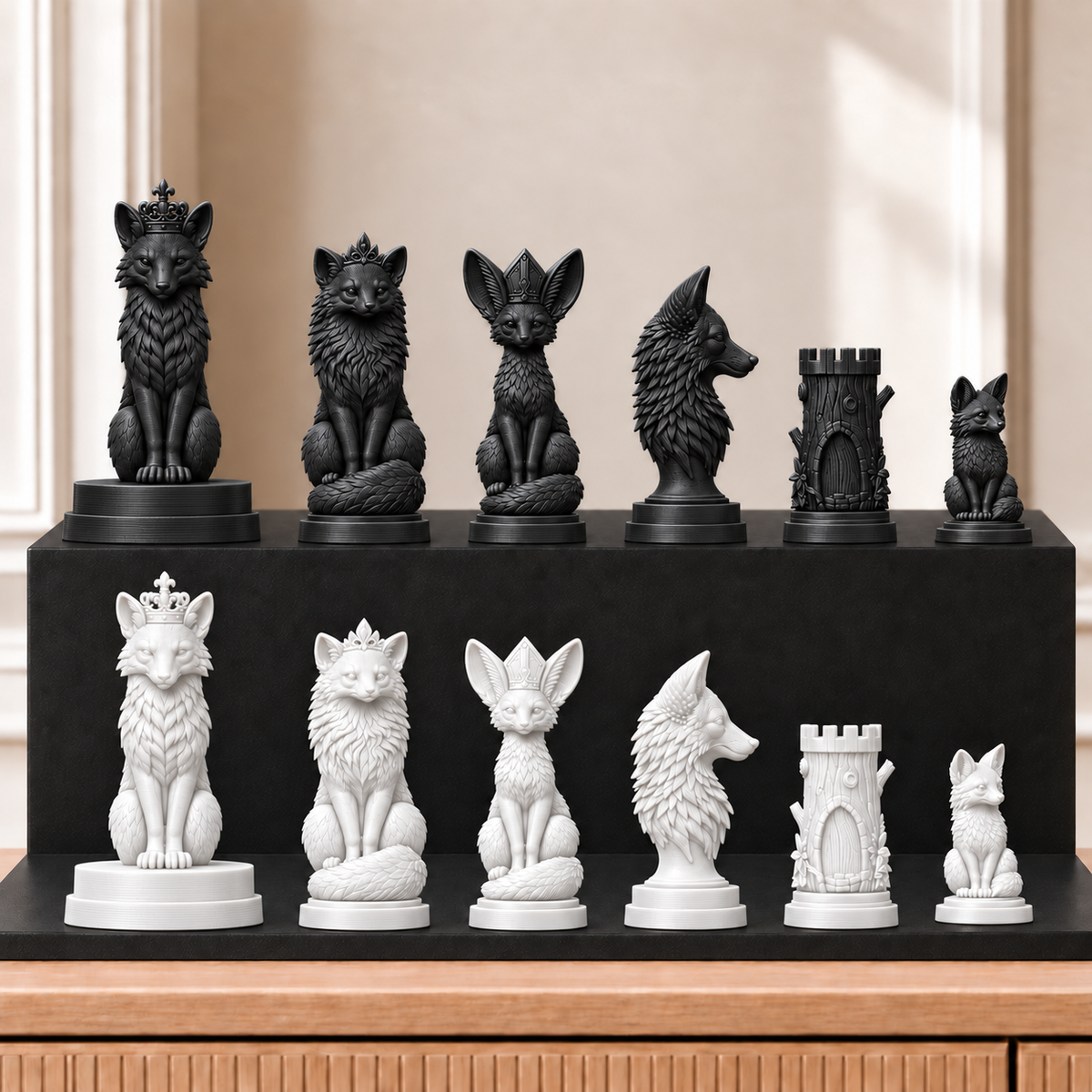 Füchse – thematisches Schachfigurenset mit 32 Figuren – Ansicht 11