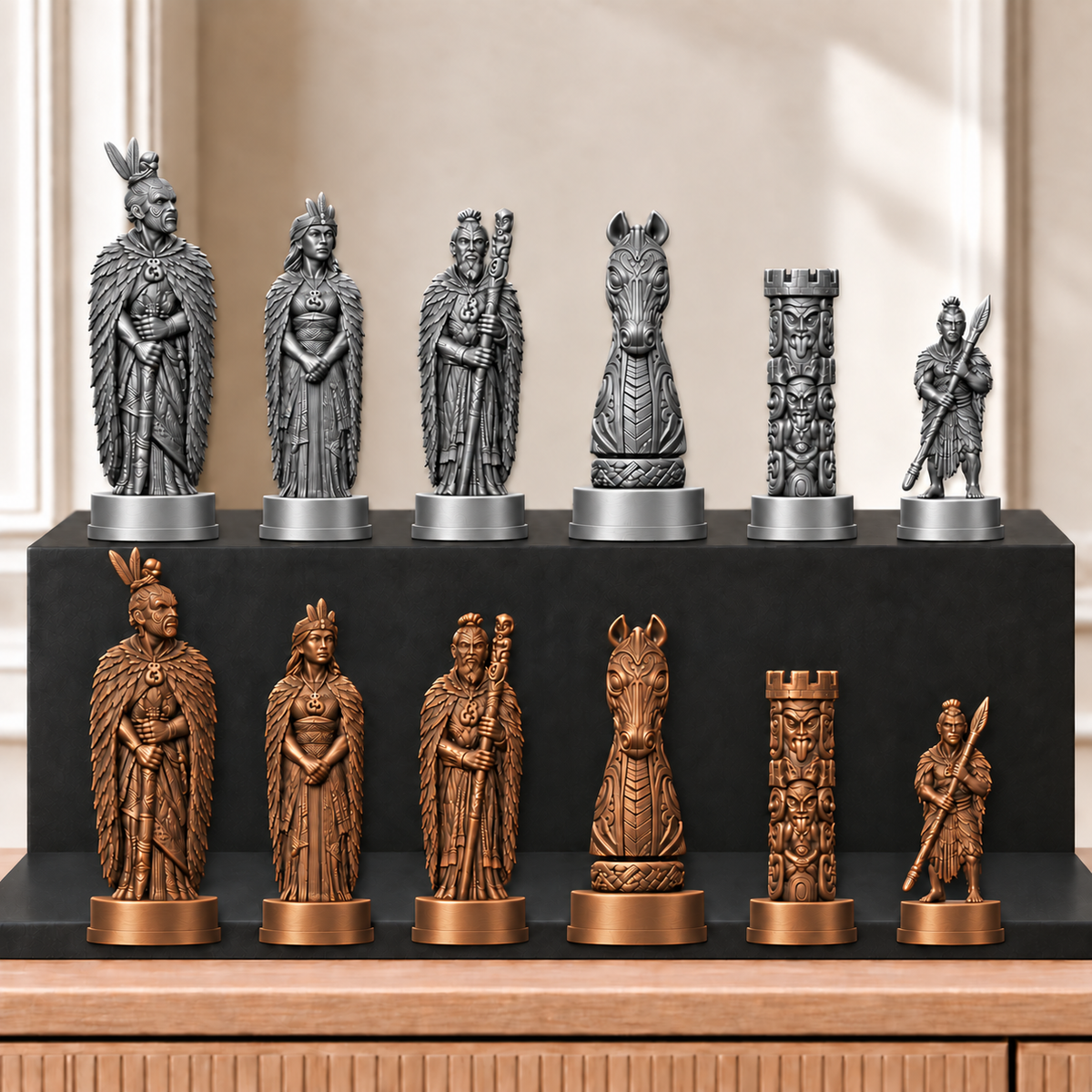 Maori – thematisches Schachfigurenset mit 32 Figuren – Ansicht 3