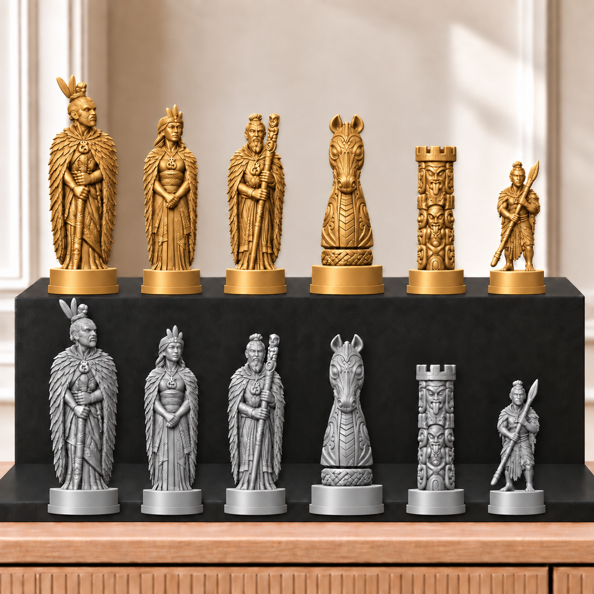 Maori – thematisches Schachfigurenset mit 32 Figuren – Ansicht 4