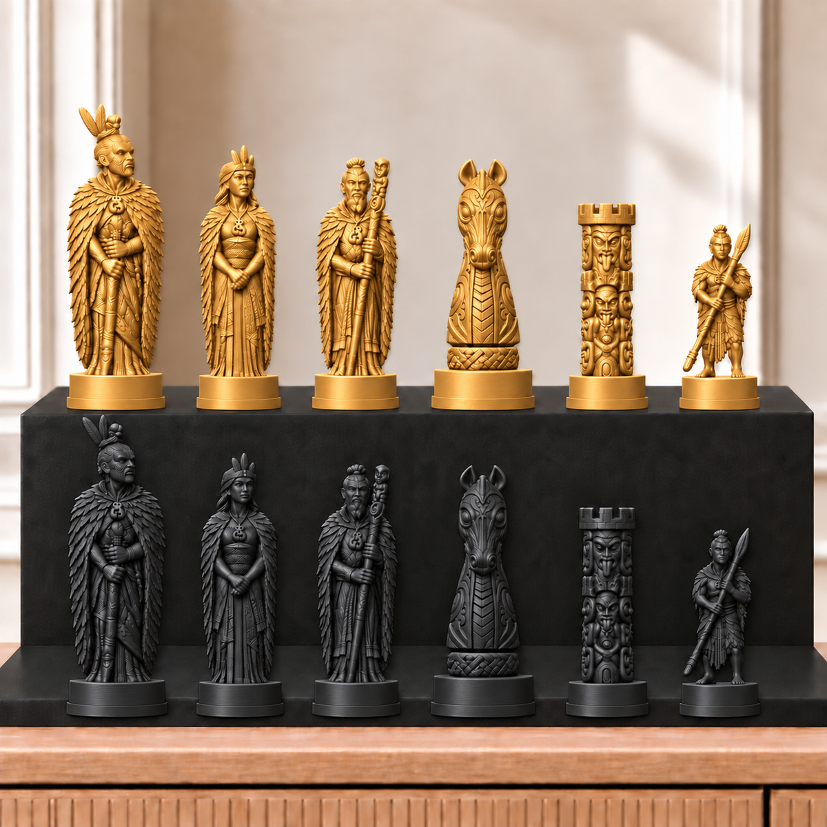 Maori – thematisches Schachfigurenset mit 32 Figuren – Ansicht 5