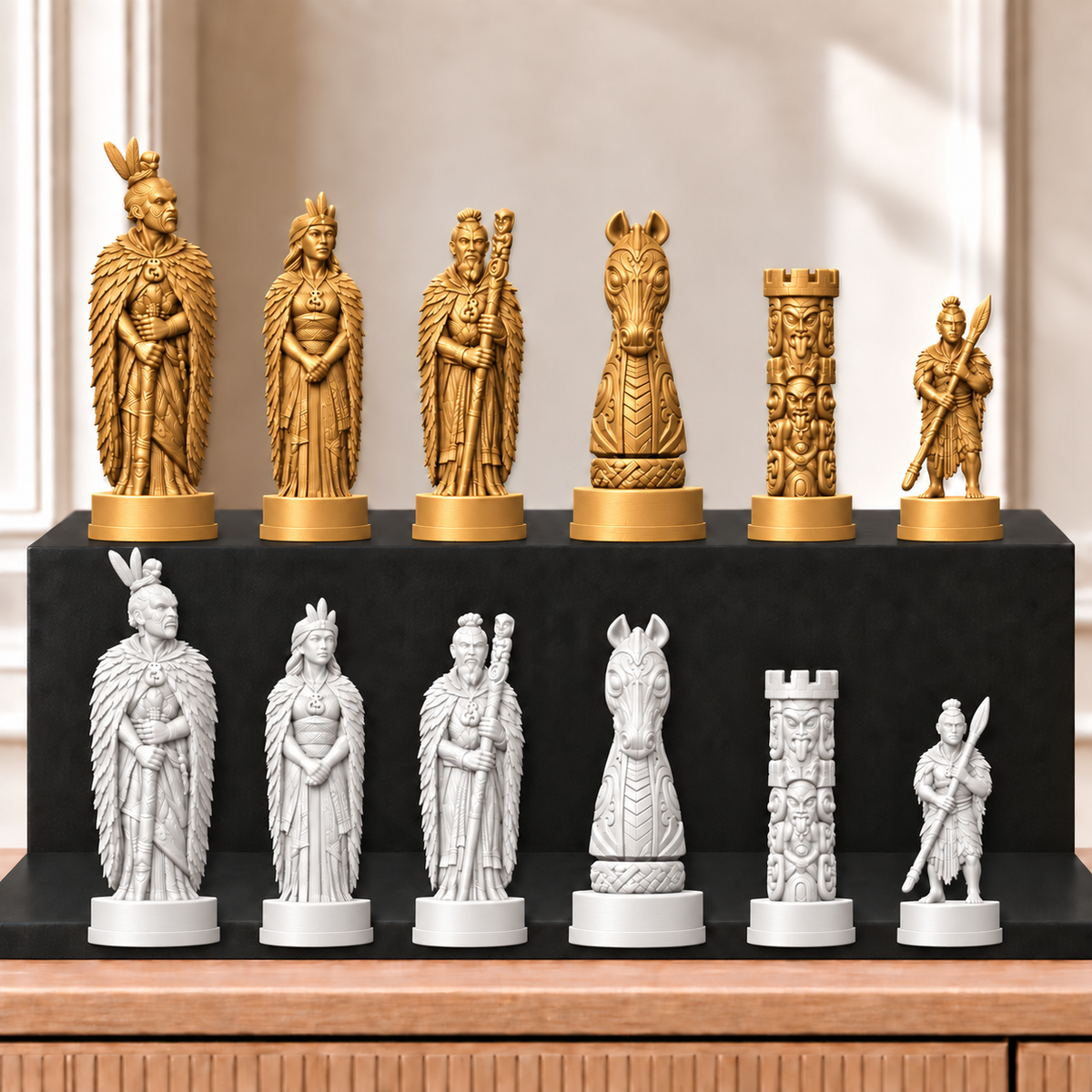 Maori – thematisches Schachfigurenset mit 32 Figuren – Ansicht 6
