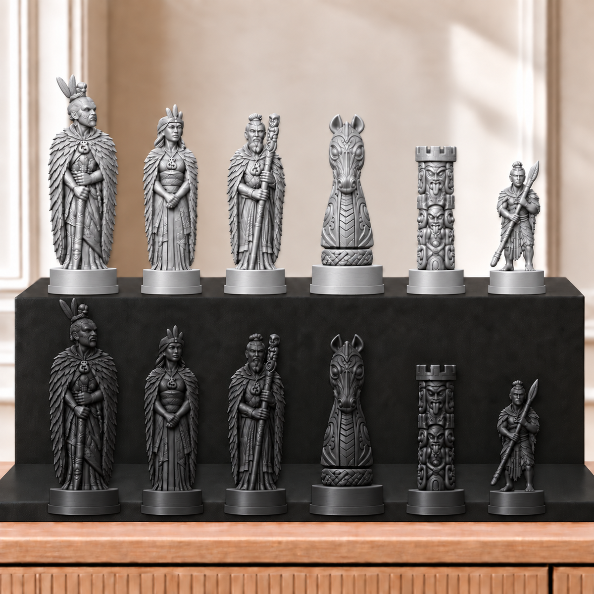 Maori – thematisches Schachfigurenset mit 32 Figuren – Ansicht 8