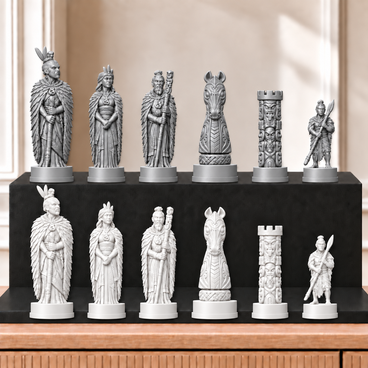 Maori – thematisches Schachfigurenset mit 32 Figuren – Ansicht 9