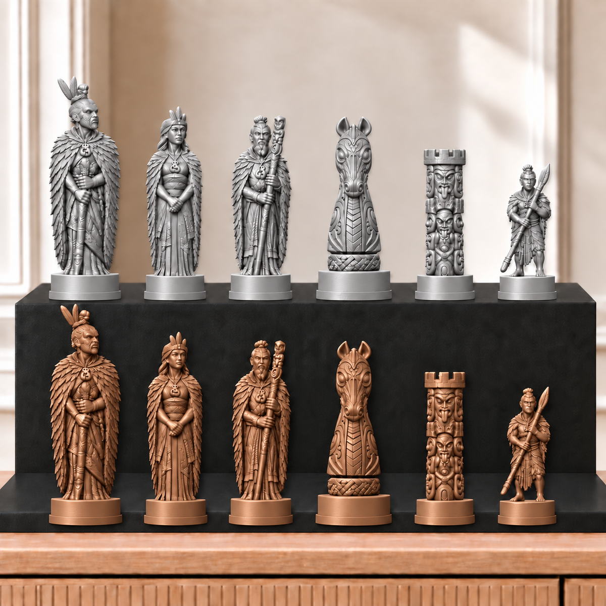 Maori – thematisches Schachfigurenset mit 32 Figuren – Ansicht 10