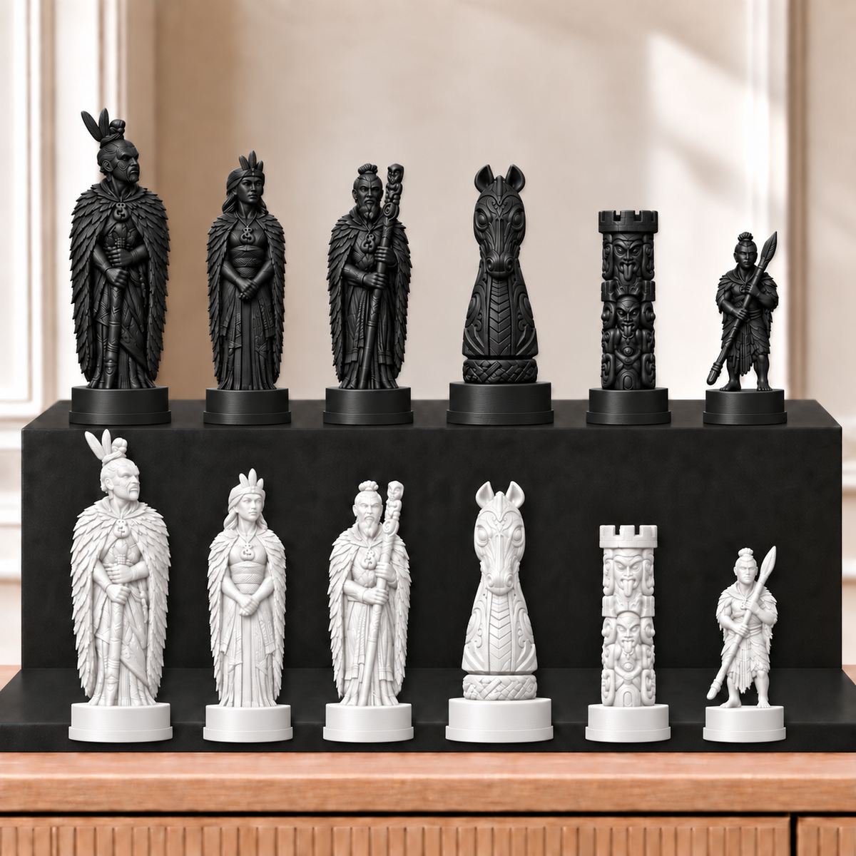 Maori – thematisches Schachfigurenset mit 32 Figuren – Ansicht 11