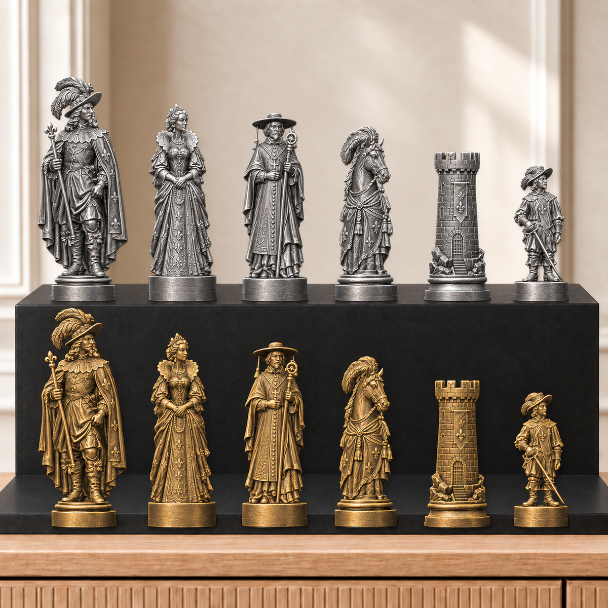 Musketiere – thematisches Schachfigurenset mit 32 Figuren – Ansicht 2