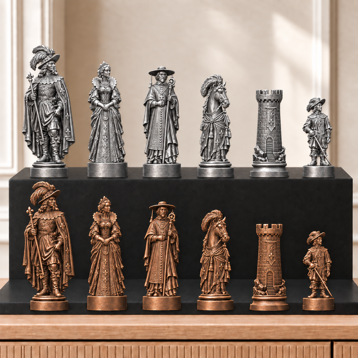 Musketiere – thematisches Schachfigurenset mit 32 Figuren – Ansicht 3