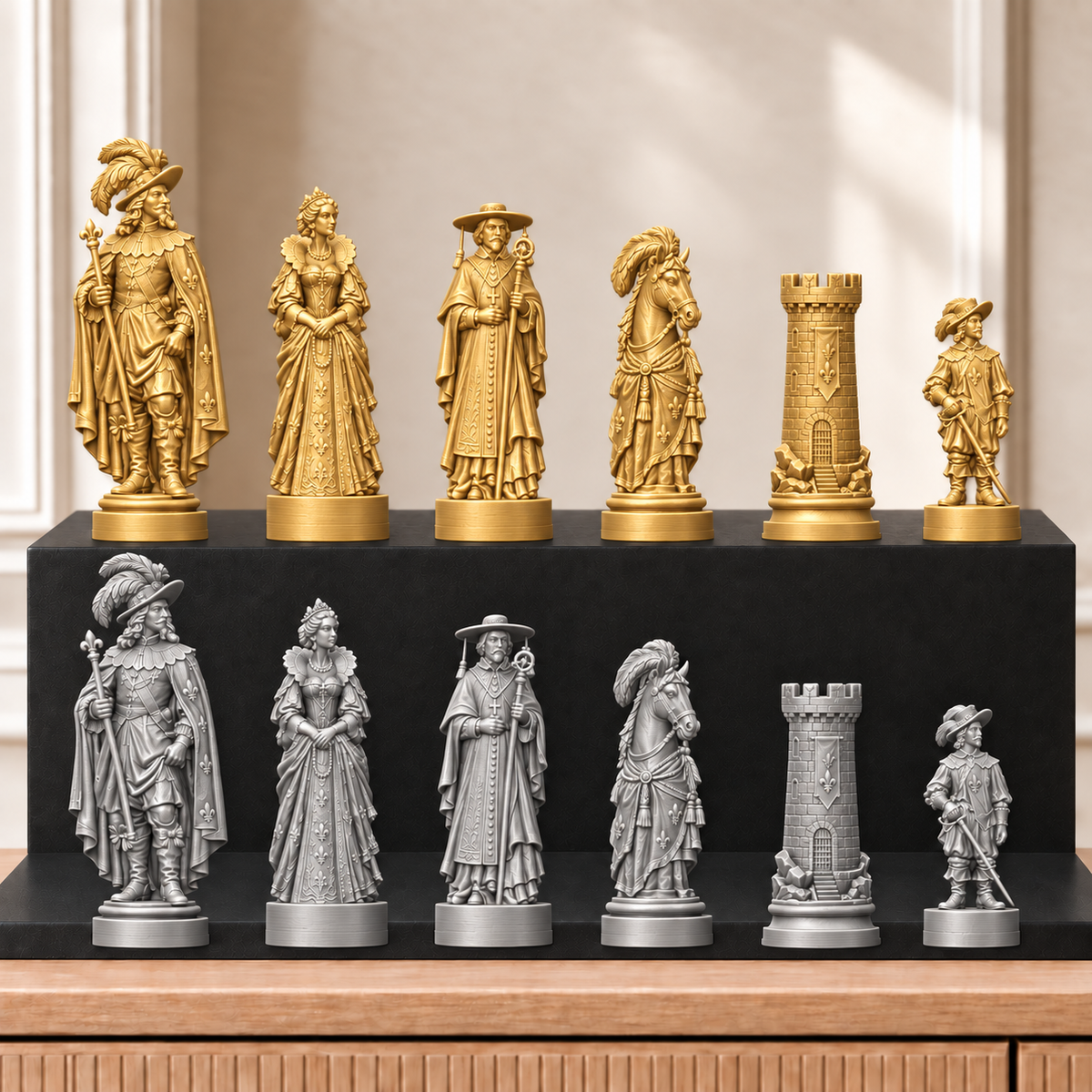 Musketiere – thematisches Schachfigurenset mit 32 Figuren – Ansicht 4