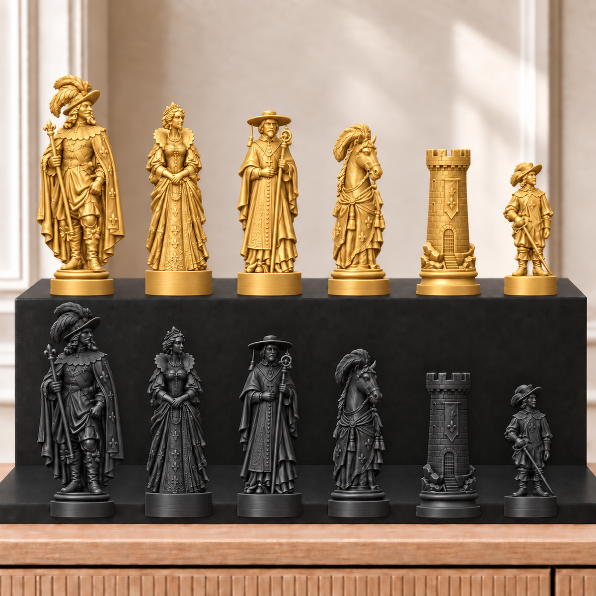 Musketiere – thematisches Schachfigurenset mit 32 Figuren – Ansicht 5