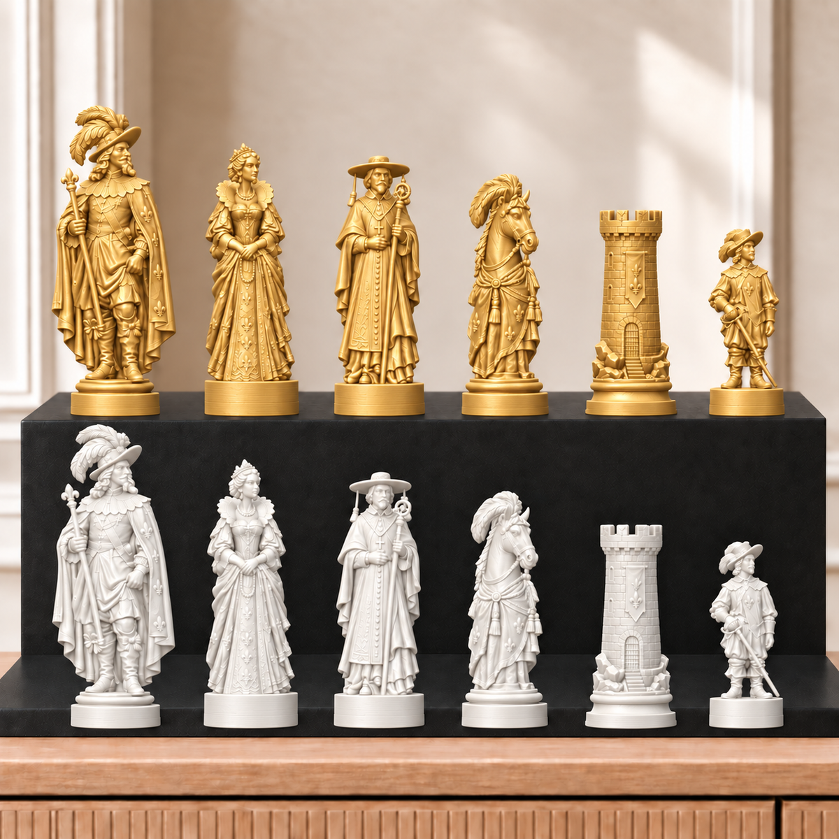 Musketiere – thematisches Schachfigurenset mit 32 Figuren – Ansicht 6