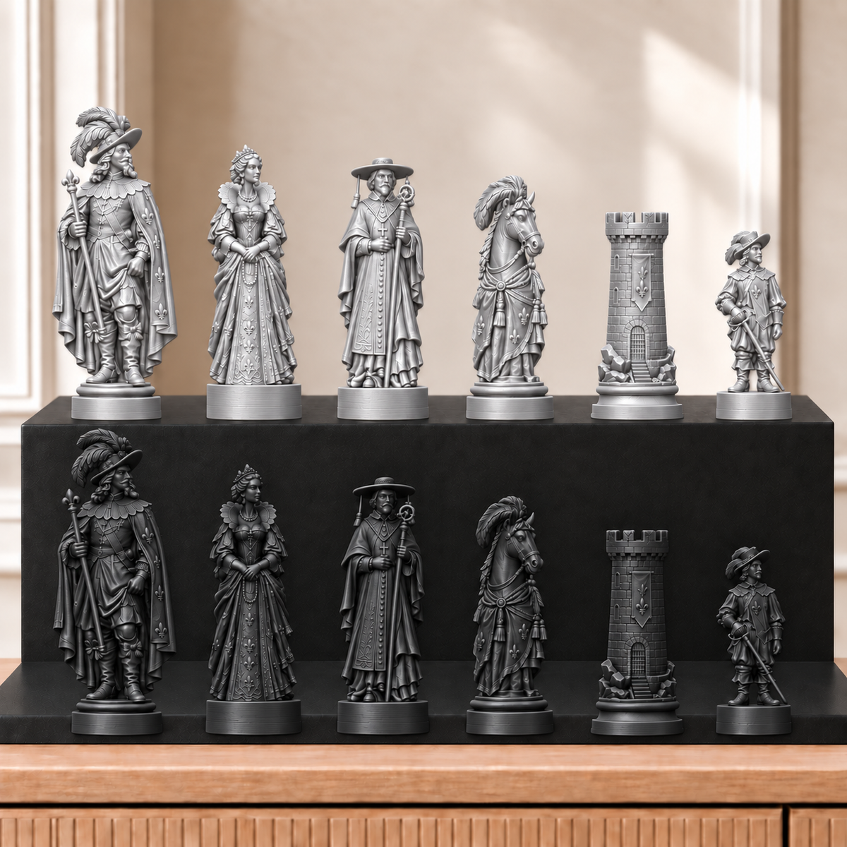 Musketiere – thematisches Schachfigurenset mit 32 Figuren – Ansicht 8