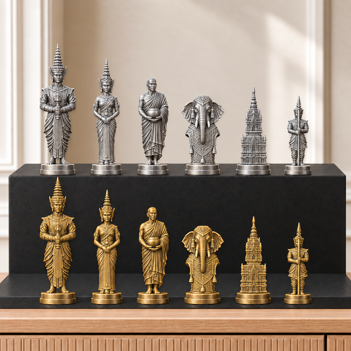 Siam – thematisches Schachfigurenset mit 32 Figuren – Ansicht 2