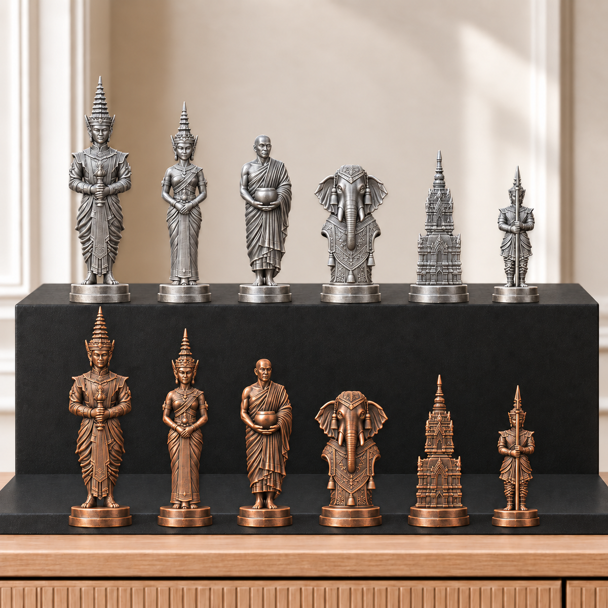 Siam – thematisches Schachfigurenset mit 32 Figuren – Ansicht 3