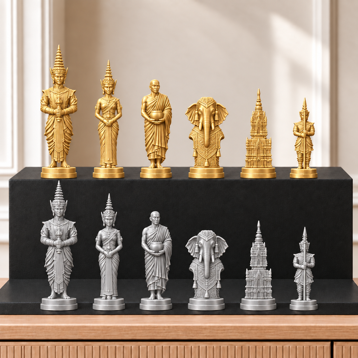 Siam – thematisches Schachfigurenset mit 32 Figuren – Ansicht 4