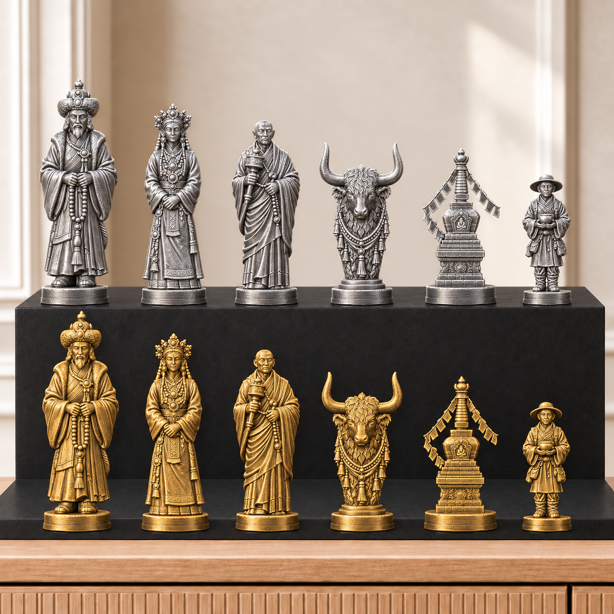 Tibet – thematisches Schachfigurenset mit 32 Figuren – Ansicht 2