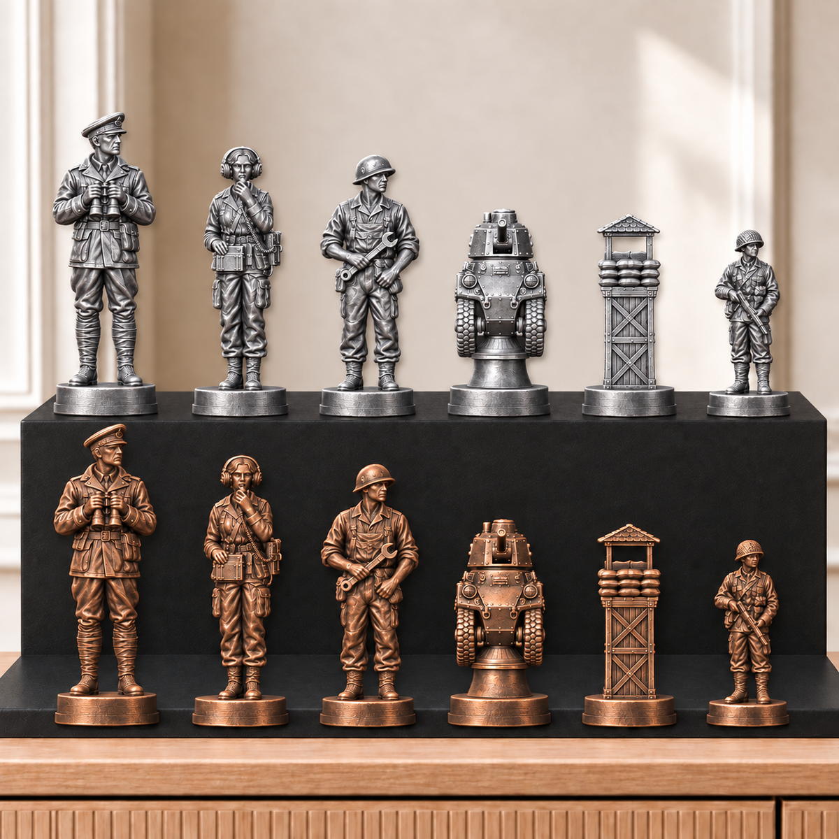Panzer – thematisches Schachfigurenset mit 32 Figuren – Ansicht 3