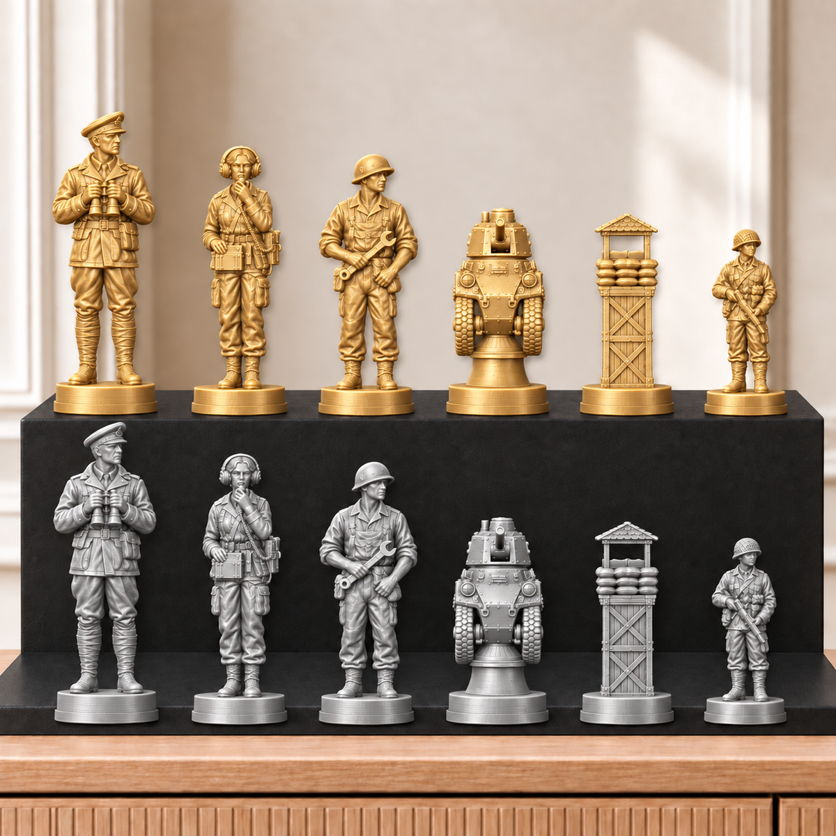 Panzer – thematisches Schachfigurenset mit 32 Figuren – Ansicht 4