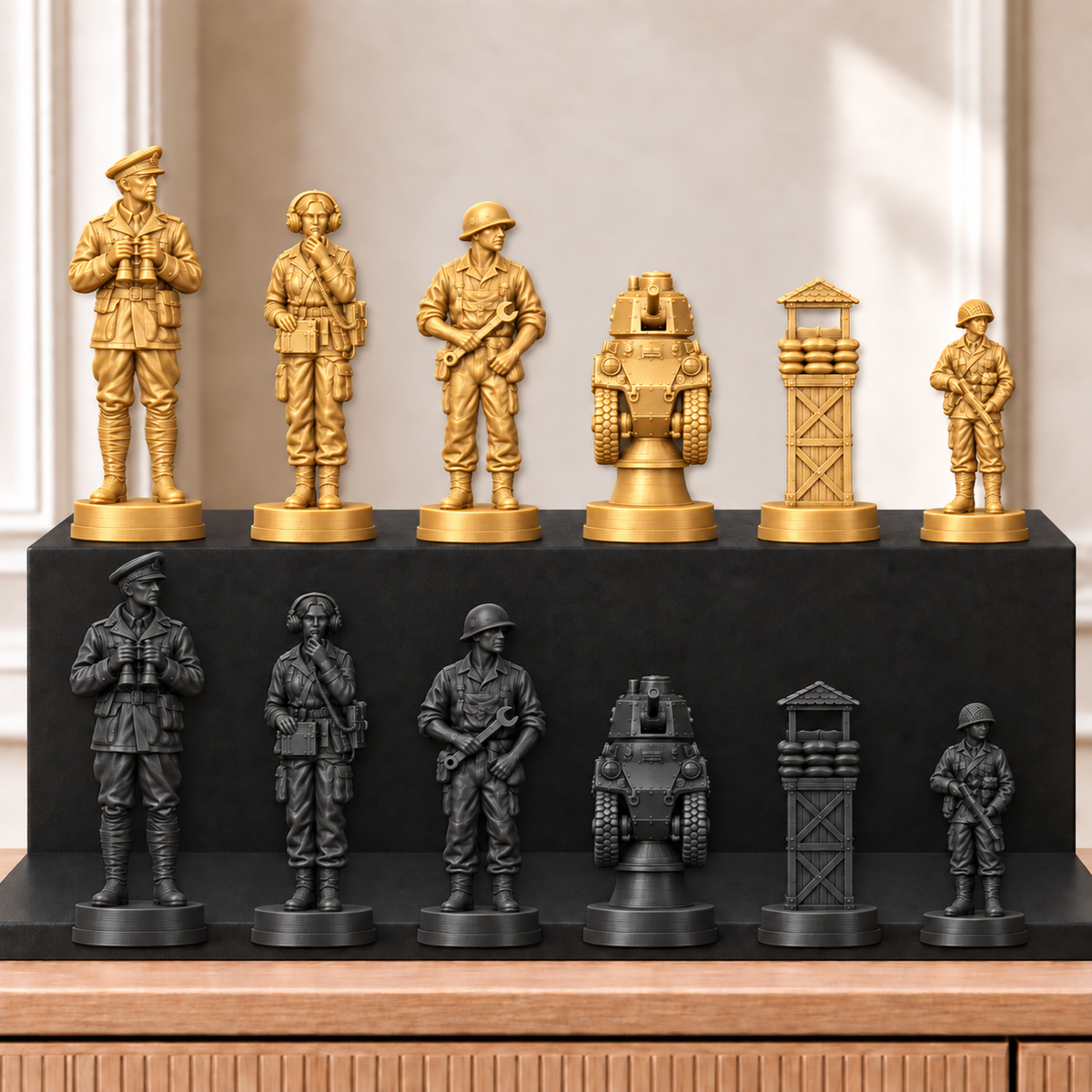 Panzer – thematisches Schachfigurenset mit 32 Figuren – Ansicht 5
