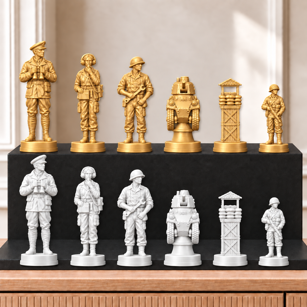 Panzer – thematisches Schachfigurenset mit 32 Figuren – Ansicht 6
