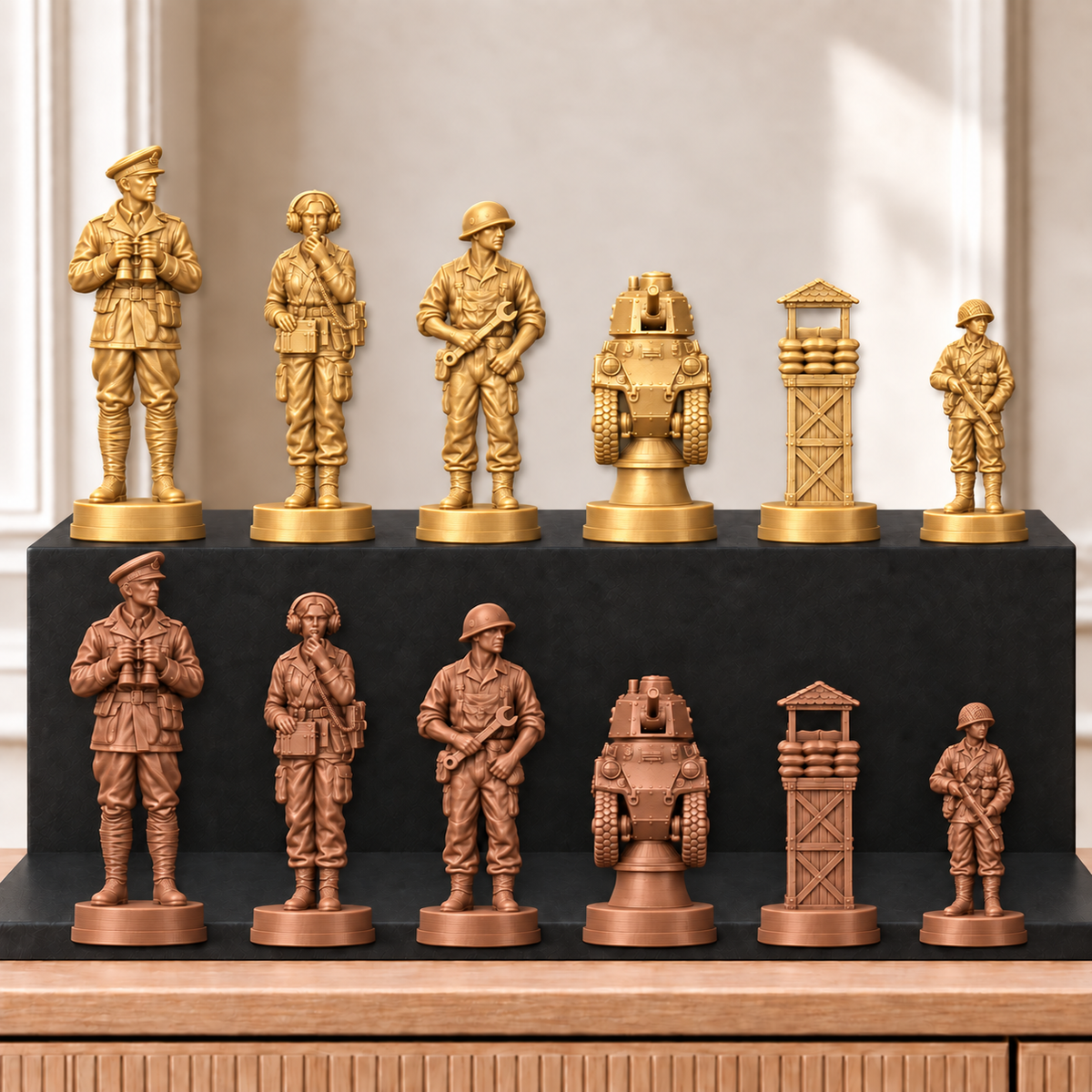 Panzer – thematisches Schachfigurenset mit 32 Figuren – Ansicht 7