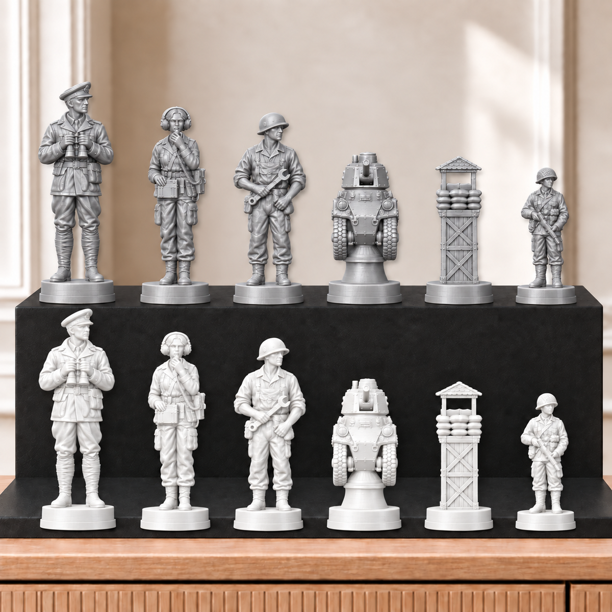 Panzer – thematisches Schachfigurenset mit 32 Figuren – Ansicht 9
