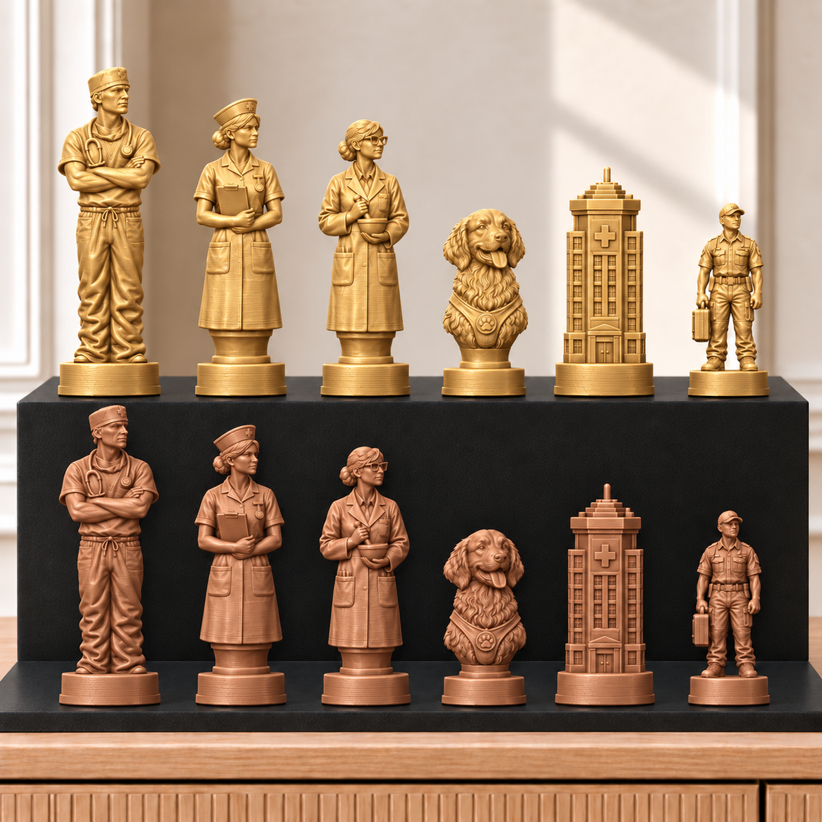 Krankenhaus – thematisches Schachfigurenset mit 32 Figuren – Ansicht 7