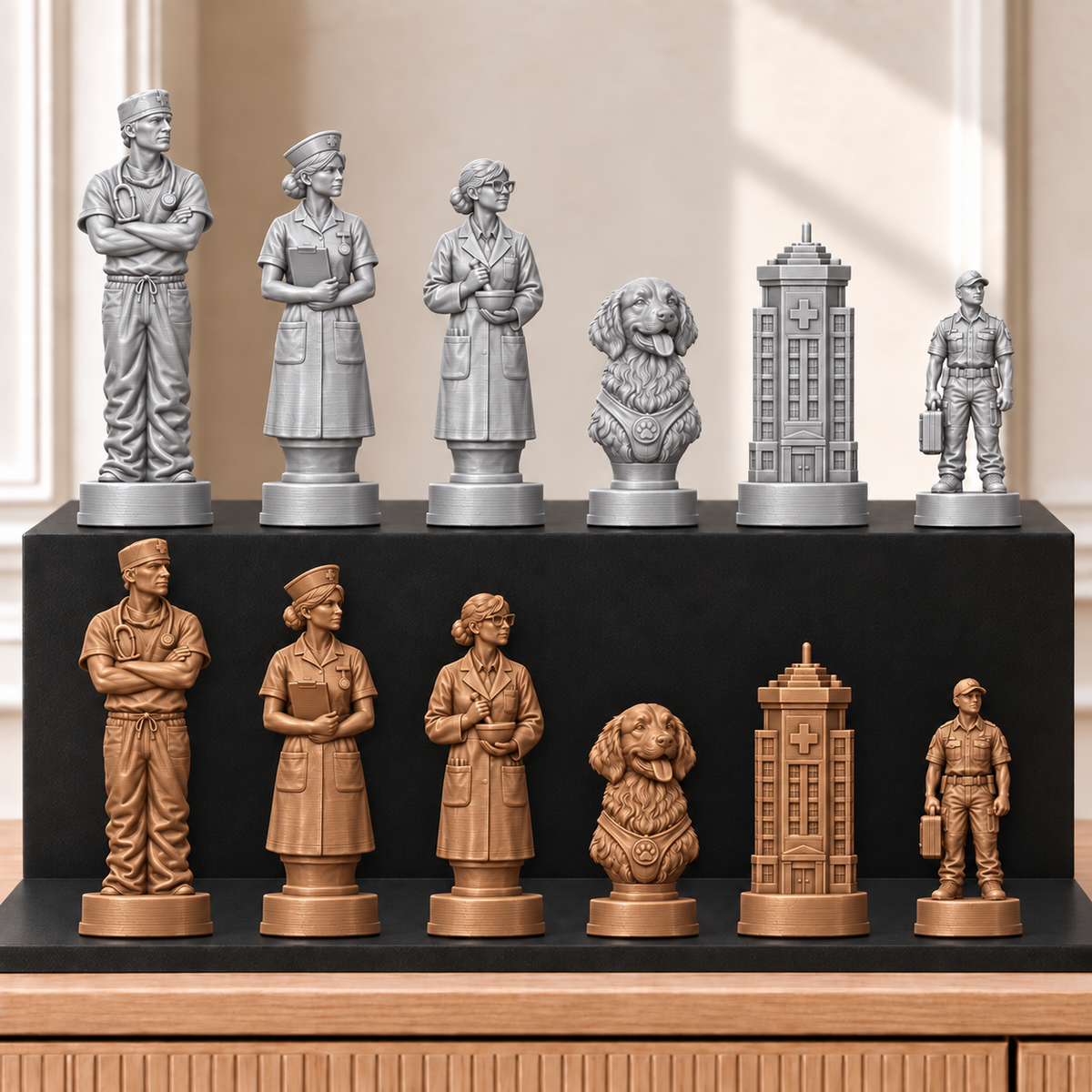 Krankenhaus – thematisches Schachfigurenset mit 32 Figuren – Ansicht 10