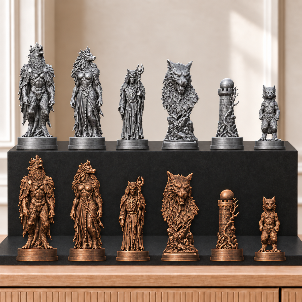 Werwölfe – thematisches Schachfigurenset mit 32 Figuren – Ansicht 3