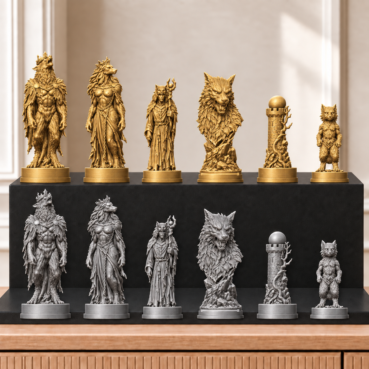 Werwölfe – thematisches Schachfigurenset mit 32 Figuren – Ansicht 4