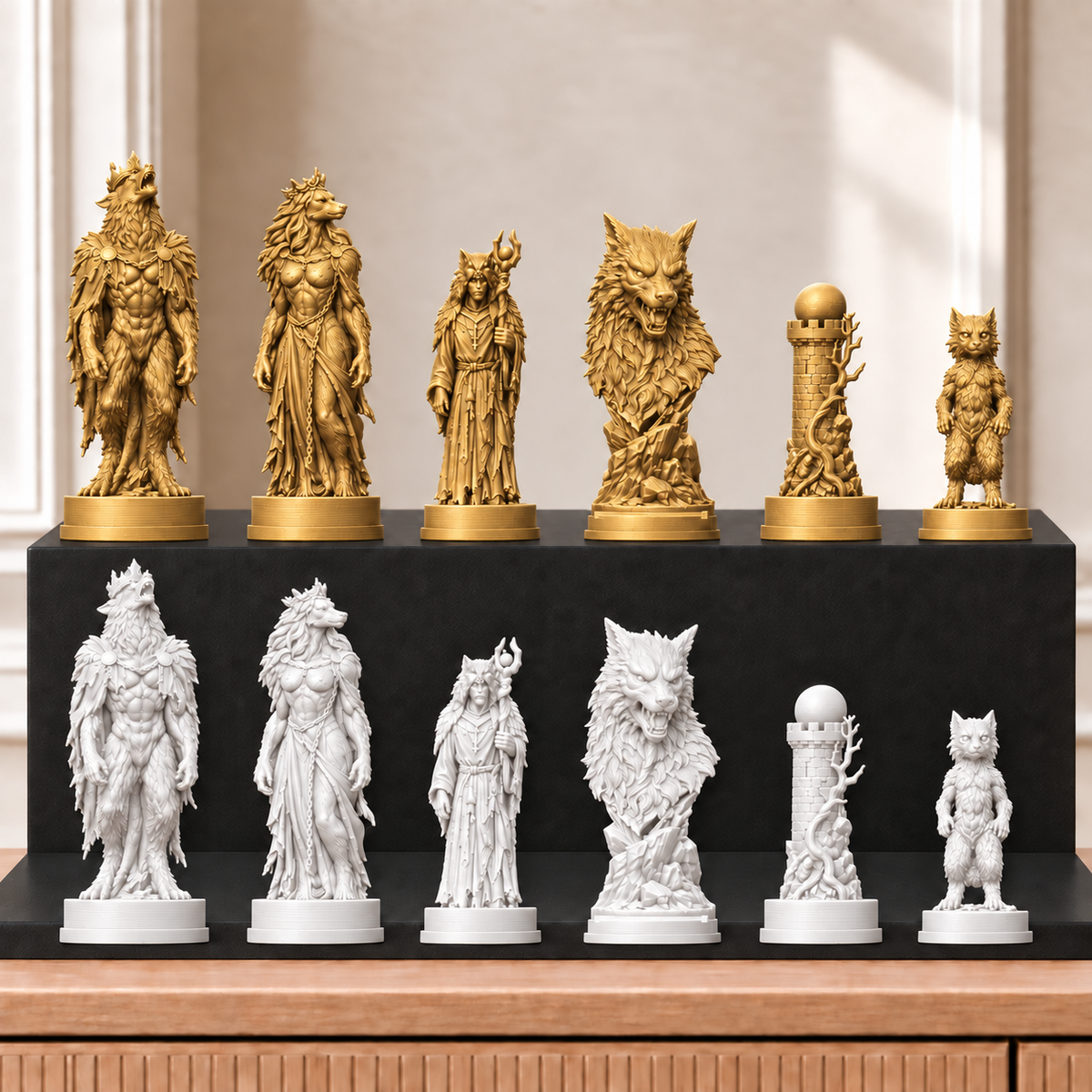 Werwölfe – thematisches Schachfigurenset mit 32 Figuren – Ansicht 6