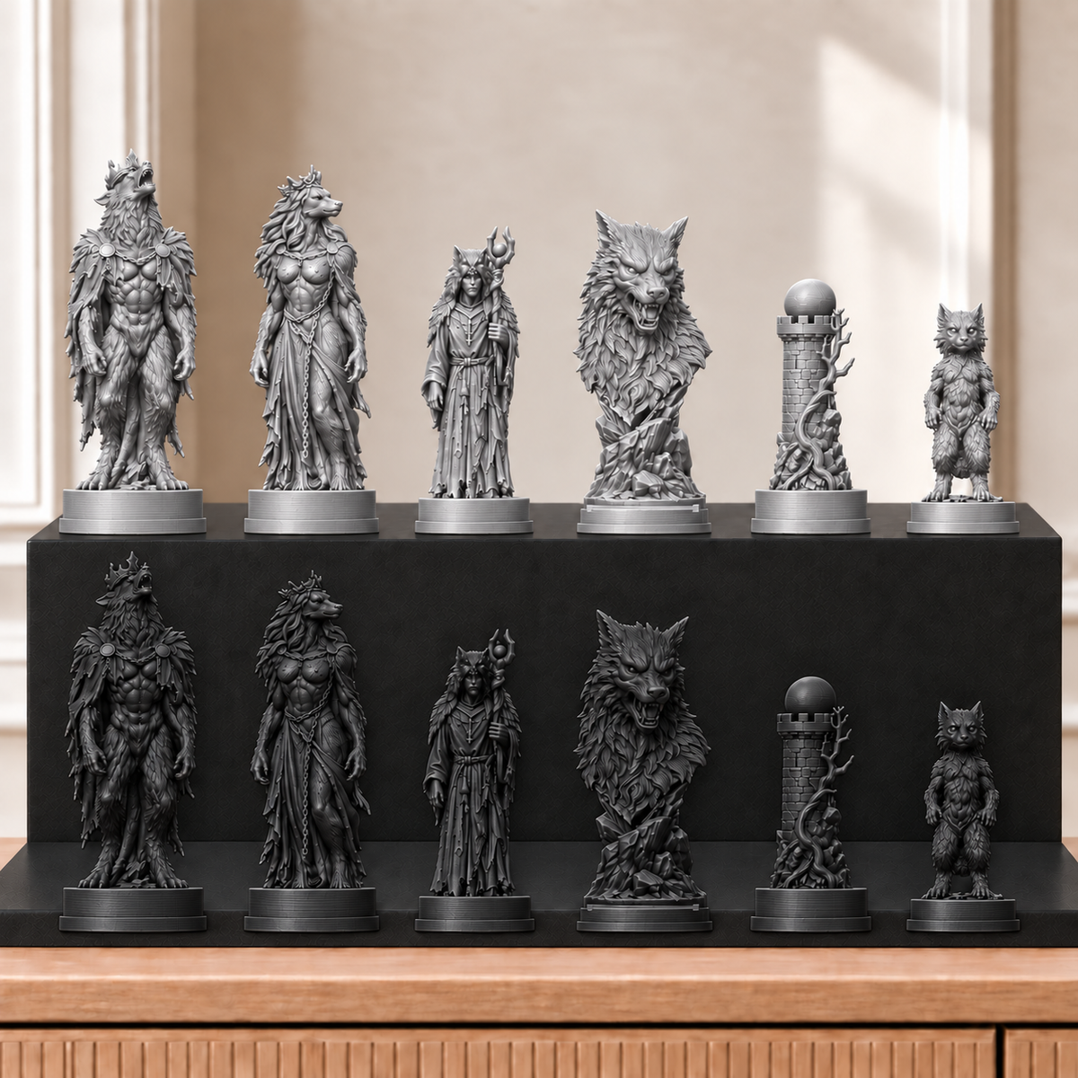 Werwölfe – thematisches Schachfigurenset mit 32 Figuren – Ansicht 8