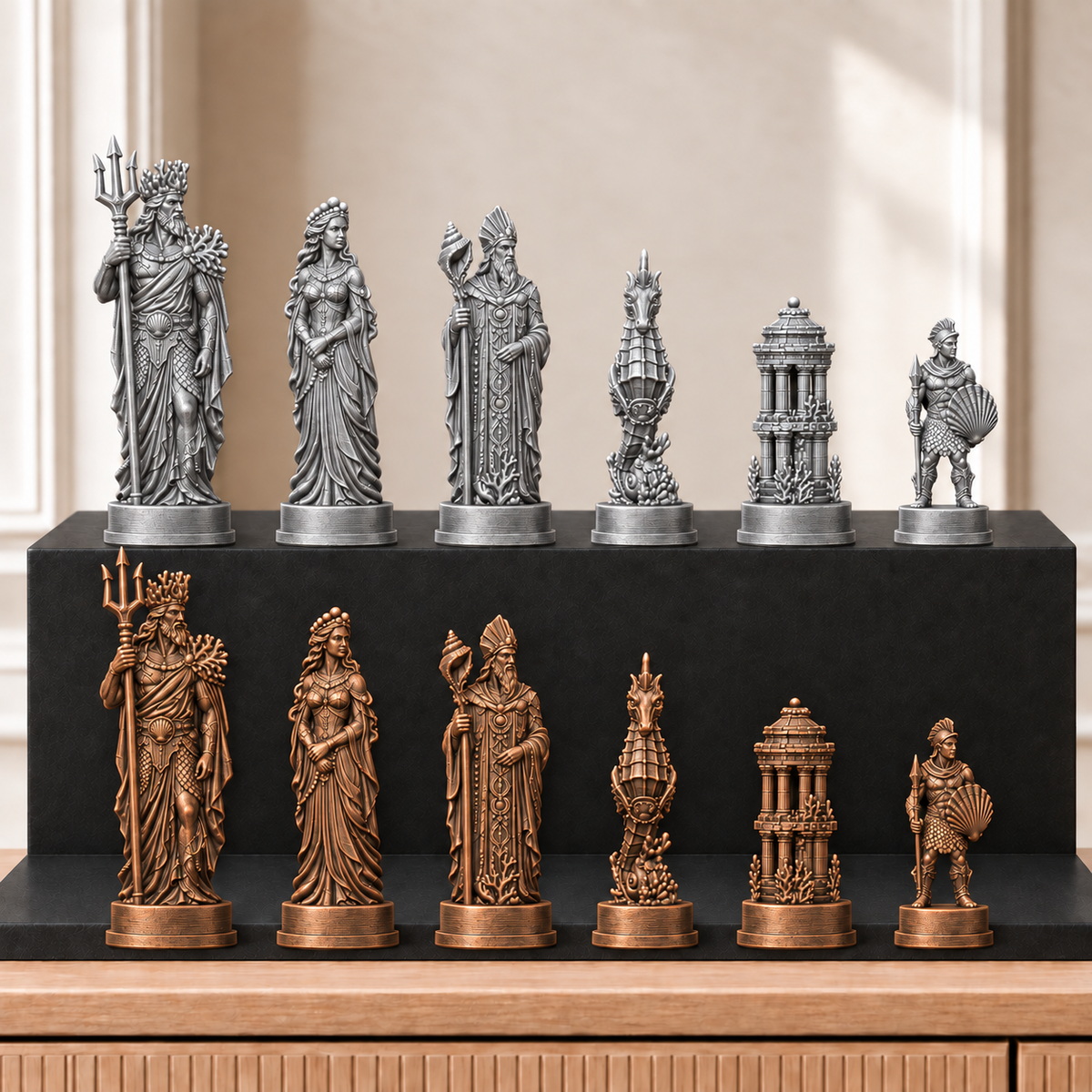 Atlantis – thematisches Schachfigurenset mit 32 Figuren – Ansicht 3