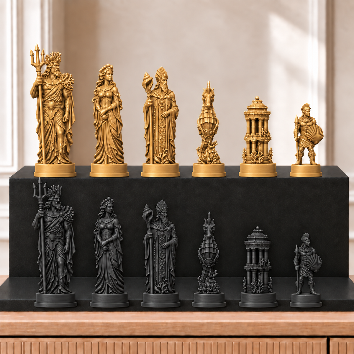 Atlantis – thematisches Schachfigurenset mit 32 Figuren – Ansicht 5