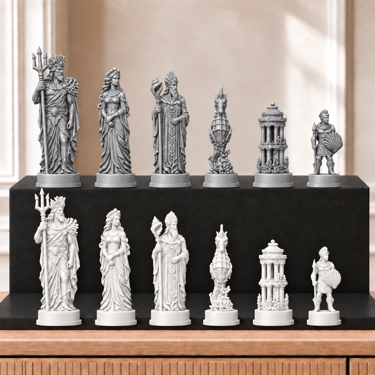 Atlantis – thematisches Schachfigurenset mit 32 Figuren – Ansicht 9