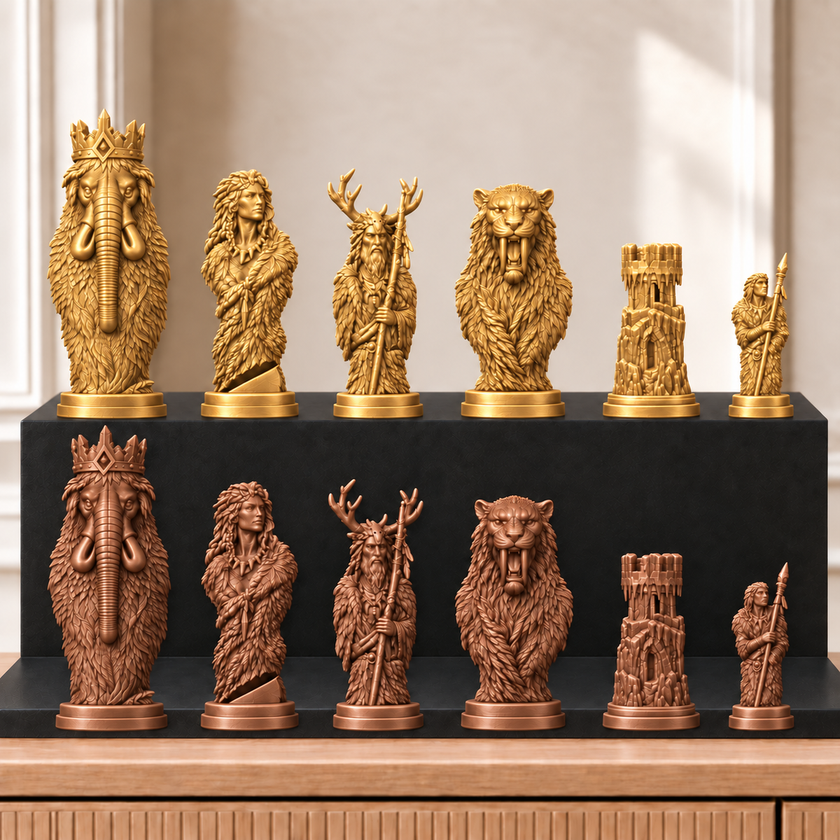 Eiszeit – thematisches Schachfigurenset mit 32 Figuren – Ansicht 7
