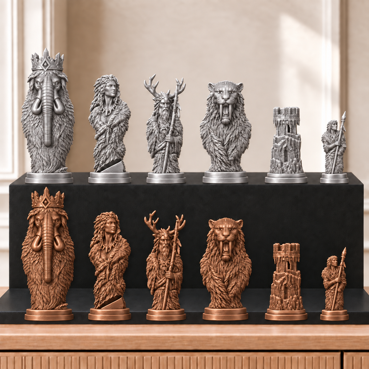 Eiszeit – thematisches Schachfigurenset mit 32 Figuren – Ansicht 10