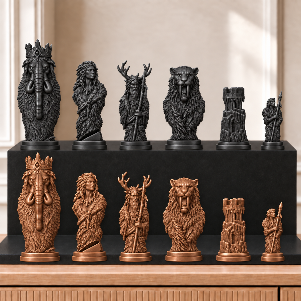 Eiszeit – thematisches Schachfigurenset mit 32 Figuren – Ansicht 12